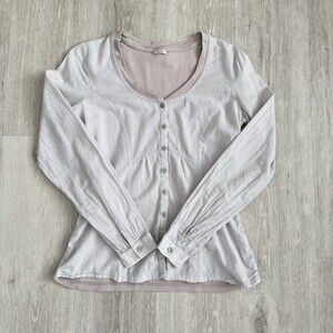 Sandwich Button-Down Top 100% Cotton Neutral Two-Tone Women Size 36 (US 4/6) EUC
